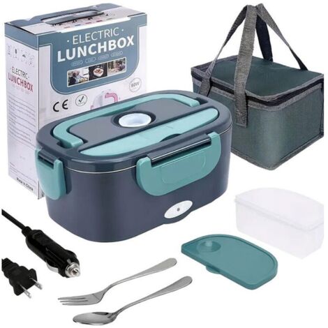 Boîte repas électrique 1.5L 12V/24V 110V/220V 80W, vert - pour voiture, camion, bureau
