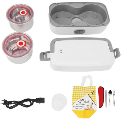 Boîte-repas électrique 2 compartiments, chauffage rapide en acier inox, étanche, pour bureau et maison, 110‑220V prise UE