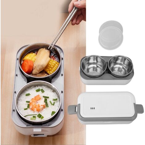 Boîte Repas Électrique Portative 0.5L avec Liner Inox chauffante pour Maison Bureau Voyage, Cuisson et Conservation
