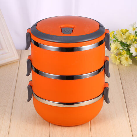 Boîte-repas en acier inoxydable 3 couches - Récipient alimentaire bento durable pour pique-nique