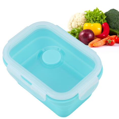 Boîte-repas en silicone vert 500ml, pliable et portable, idéale pour repas à emporter et micro-ondes