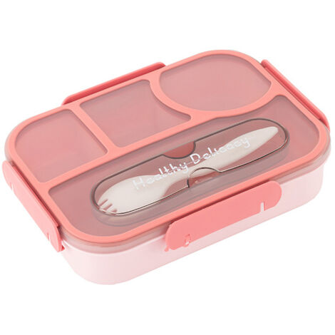 Boîte-repas étanche compartimentée - Conteneur déjeuner à verrouillage 4 côtés avec porte-couverts intégré, boîte de rangement alimentaire empilable pour adultes