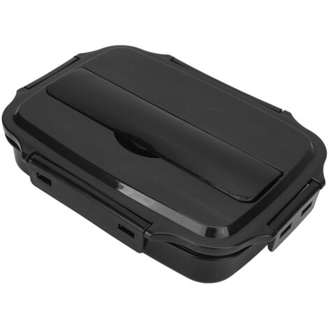 Boîte-repas isotherme 4 compartiments en acier inoxydable 304, étanche et résistante aux chocs, idéale pour bureau, école ou voyage, couleur noire.