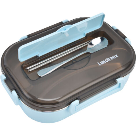Boîte Repas Isotherme avec Plateau Amovible, Conservation de la Chaleur, Léger et Portable, Plastique Alimentaire Bleu