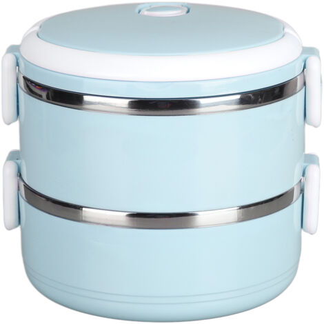 Boîte-repas isotherme empilable en acier inoxydable 304, boîte alimentaire chaude isolée, conteneur scellé double couche bleu