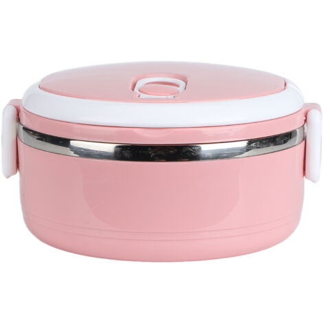Boîte-repas isotherme empilable en acier inoxydable 304, boîte alimentaire scellée pour repas chauds, conteneur rond isolé (rose)