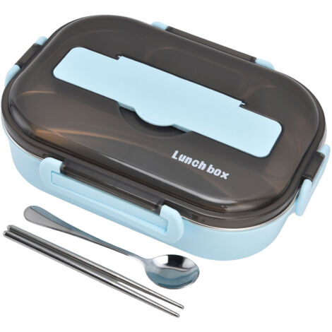 Boîte-repas isotherme en acier inoxydable 1,3L avec compartiments, couvercle et double paroi pour conservation chaude/froide.