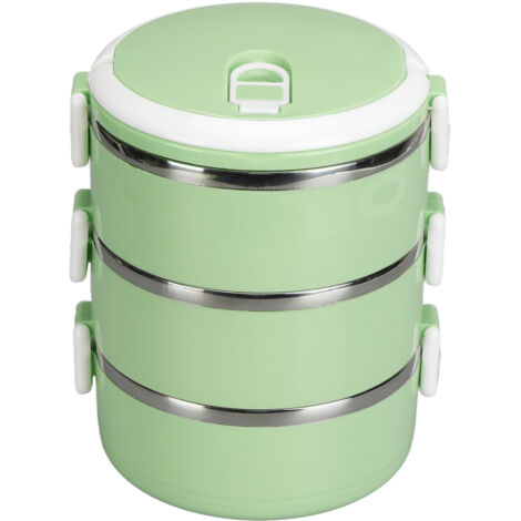 Boîte-repas isotherme en acier inoxydable 304 portable, 3 couches vert nordique pour école, bureau et plein air