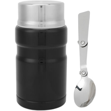 Boîte Repas Isotherme en Acier Inoxydable 750ml Noir - Récipient Alimentaire Thermos pour Déjeuner et Collations
