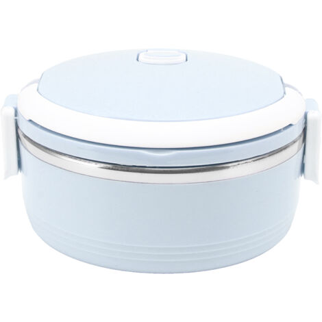 Boîte-repas isotherme en acier inoxydable, compartiment unique, portable avec fermeture de sécurité pour enfants et adultes, couleur bleue.
