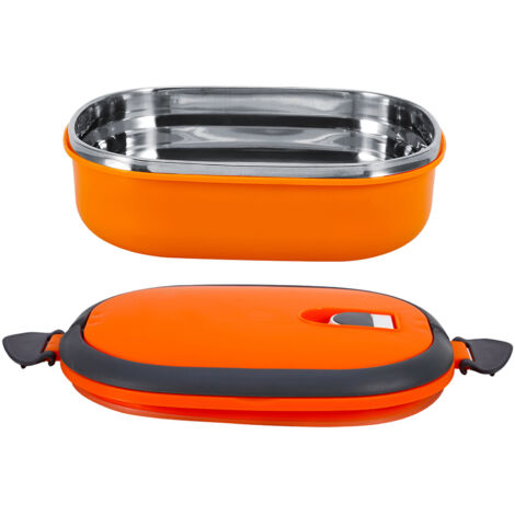 Boîte repas isotherme en acier inoxydable orange à un niveau pour déjeuner et dîner