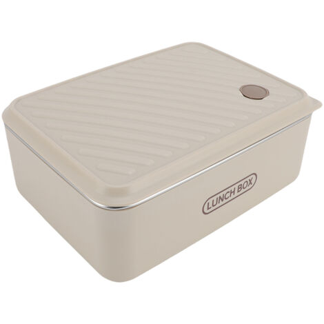 Boîte Repas Lunch Box Rectangulaire Sécurisée - Boîte Alimentaire en Acier Inoxydable SUS304 1200ml, Anti-Rust, Anti-Spill, Lavable Facile, Beige