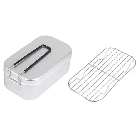 Boîte-repas pliable en aluminium avec poignée et support vapeur, légère et portable, idéale pour pique-nique extérieur - 800ML blanc