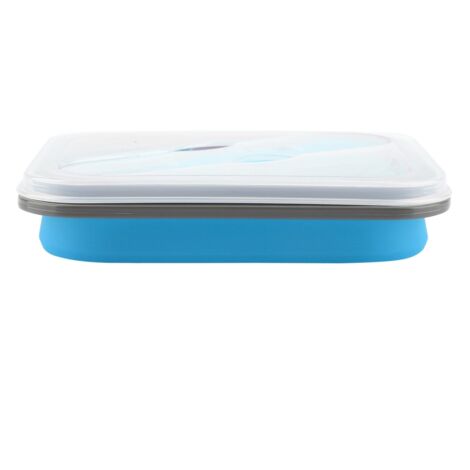 Boîte Repas Pliable en Silicone 600ml, Récipient de Stockage Alimentaire Portable Bleu
