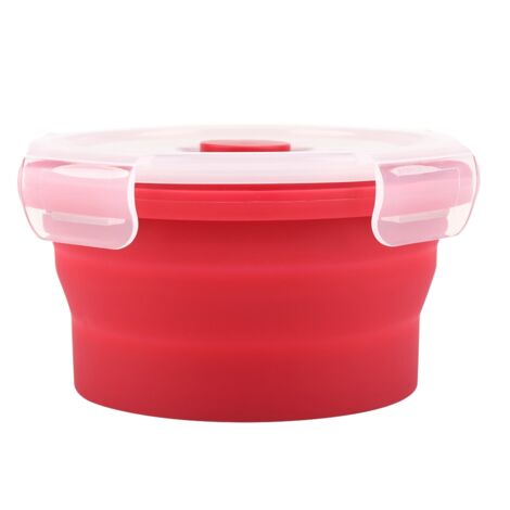 Boîte-repas pliable en silicone rose, réutilisable et micro-ondable