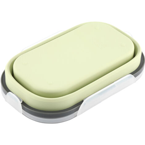 Boîte-repas rectangulaire pliable en silicone alimentaire, récipient de rangement portable vert