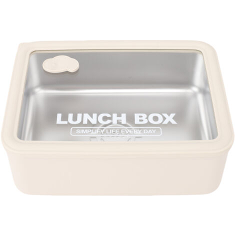 Boîte Repas Visible 304 Inox Portable pour Microwave Safe Picnic École Voyage Large 1200ml Beige