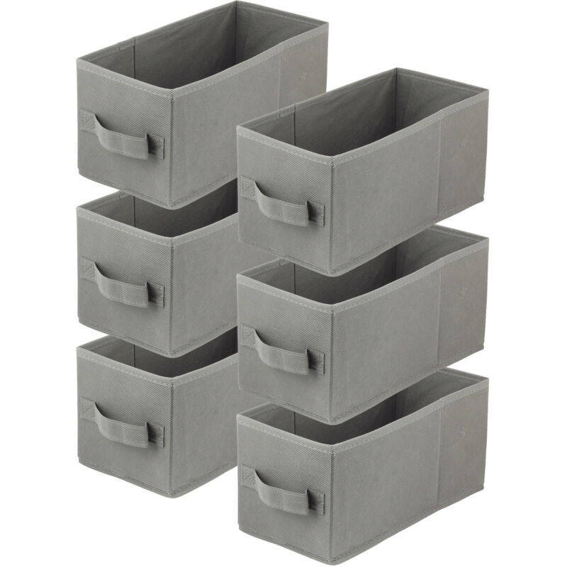 Boîte textile 15x31x15 gris foncé - Lot de 6