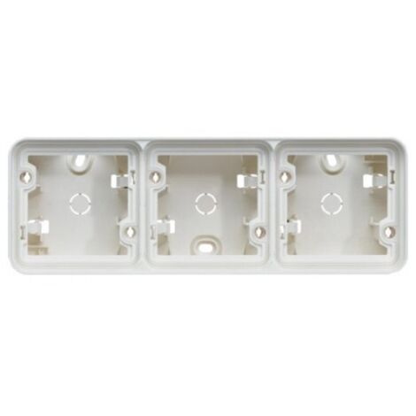 Boite triple horizontale blanche composable pour mécanisme étanche IP55 composable CUBYKO HAGER WNA683B