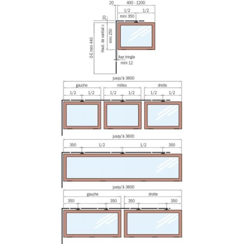 Ferme-imposte extra-plat finition laqué blanc Ventus f 200 boîte de base Ferco