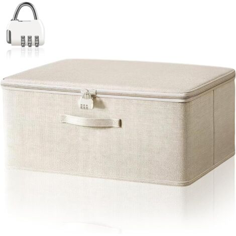 Boîte verrouillable avec serrure à combinaison – Boîte verrouillable avec couvercle pour vêtements, jouets, médicaments, médicaments, boîte de rangement robuste avec poignées (30 x 20 x 14 cm
