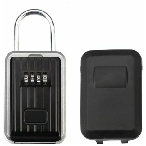 Boîte Verrouillage Clé Murale Cadenas Combinaison Étanche Rangement Sûre Clés Alliage D'aluminium Serrure Sécurisée Portable avec Couvercle Coulissant pour Garage Domicile Office School Studio