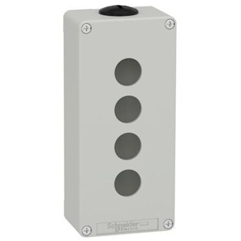Boîte vide grise SCHNEIDER à 4 trous, fabriquée dans un matériau durable et de conception compacte.