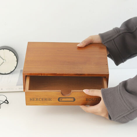 Boîte Vintage Bois Organisateur Bureau Rangement Boîte Table Bois Monotype Attractive Vintage Single Dessin Japonaise Dimensions 24.5x17.5x6.5cm Multifonctionnel Meuble