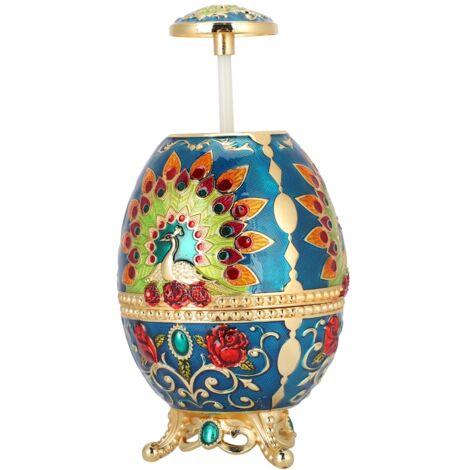 Boîte Vintage en Métal en Forme d'Œuf de Paon pour Cure-Dents, Rangement Portable Décoratif