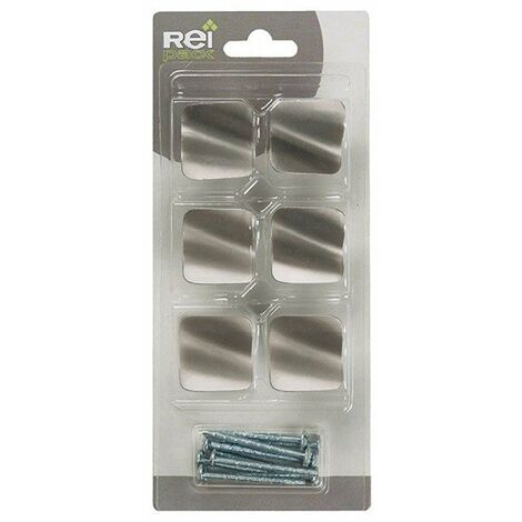 Boite X6 Boutons Carre Metal 32x32mm Nickel Mat Brosse Ref 2-749 33
