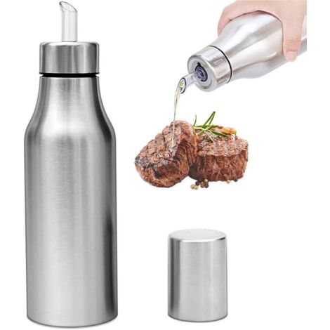 Boîteille d'huile en Acier Inoxydable,Boîteille d'huile de Cuisine, réservoir à Huile d'olive, récipient étanche à la poussière, Distributeur d'huile d'olive pour BBQ-Fei Yu