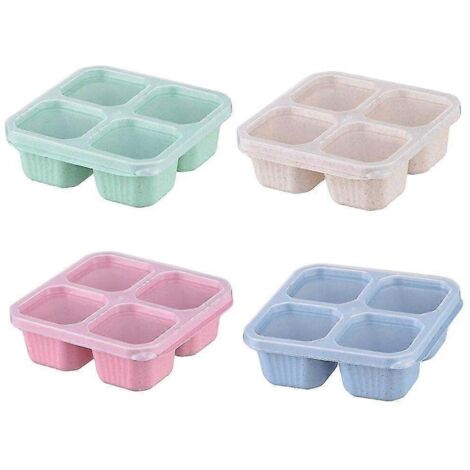 Boîtes à bento réutilisables à 4 compartiments pour la préparation des repas, contenants parfaits pour conserver les aliments, compacts et empilables