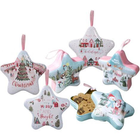 Boîtes À Biscuits De Noël Avec Couvercles, 6 Pièces Récipients Vides Avec