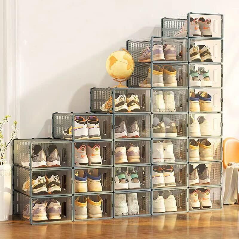 Boîtes à chaussures empilables, lot de 6 en plastique abs, organisateurs de rangement pour chaussures dans l'armoire