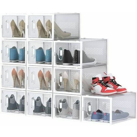 Boîtes à chaussures - Lot de 12 Boîtes Rangement Chaussures Transparente - Boîte 36.5x28x21.5cm - pointure jusqu'à 46 - CRUEL