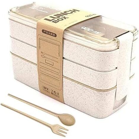 Boîtes à lunch réutilisables de style japonais (blanc cassé)
