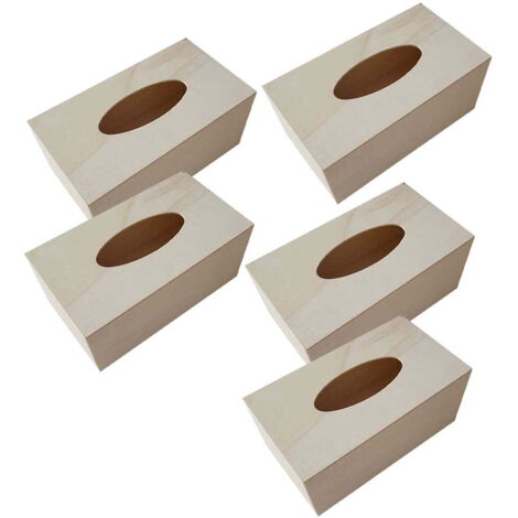 Boîtes à Mouchoirs en Bois Brut, Lot de 5 Supports à Décorer pour Loisirs Créatifs et Maison