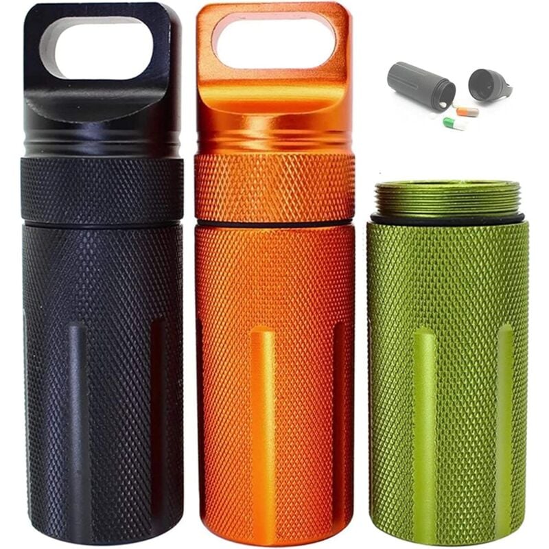 Boîtes À Pilules Porte-Clés,Boîte à Pilule en Aluminium,Portable Mini Bouteille de Pilule,Mini-bouteille Imperméable, Flacon à Médicament Boîte