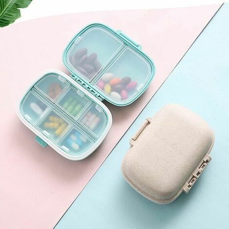 Northix Pill Box, 8 Compartments - Beige