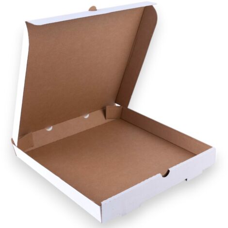 Boîtes à pizza blanches carrées de 35 cm, 50 pièces. Savourez et soyez éco-responsable.