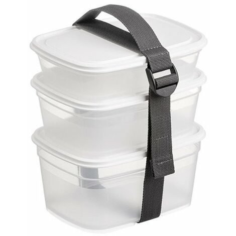 boites alimentaires carrees (lot 3) blanc+strap ref.790505