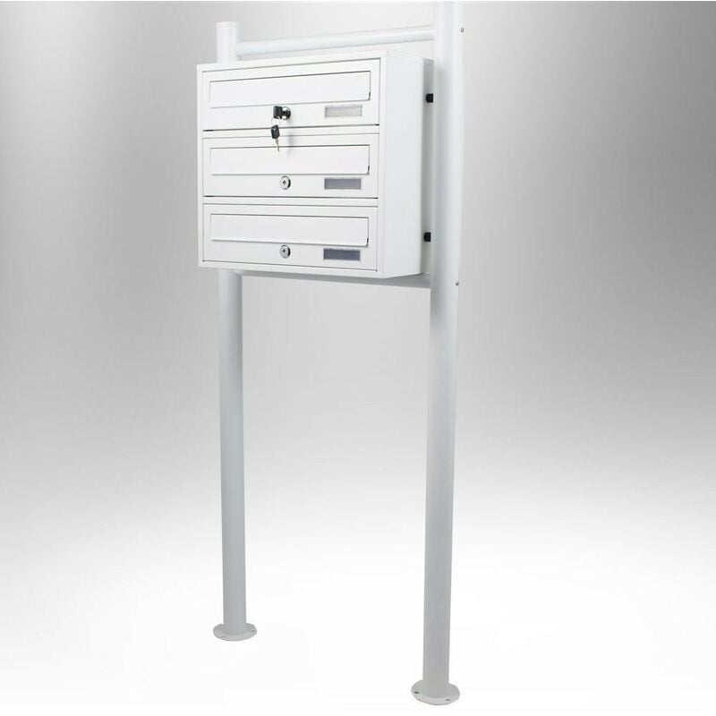Viva - Boîtes aux lettres collectives pour 3 sur pieds en blanc