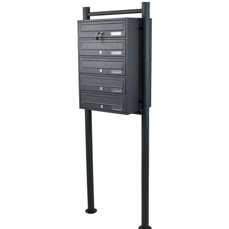 Viva - Boîtes aux lettres collectives pour 5 sur pieds anthracite