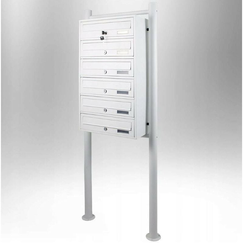 Viva - Boîtes aux lettres collectives pour 6 sur pieds en blanc
