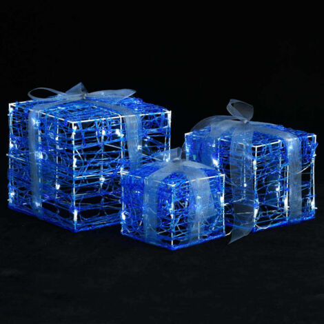 Boîtes-cadeaux de Noël décoratives 3 pcs Acrylique Blanc froid CFW765607
