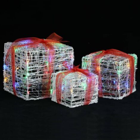 Boîtes-cadeaux de Noël décoratives 3 pcs Acrylique colorées CFW592241