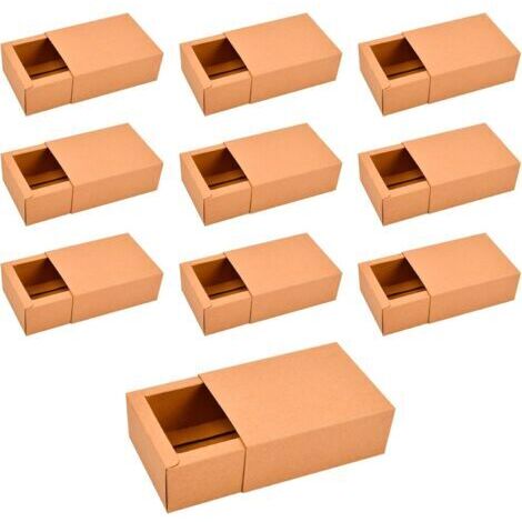 Boîtes Cadeaux en Carton avec Couvercles, 10 Boîtes Pliables pour Cadeaux, Emballage Colis Petit, Boîtes à Tiroirs en Papier Kraft pour Chocolat Biscuits Bonbon Mariage Fête de Noël, 1