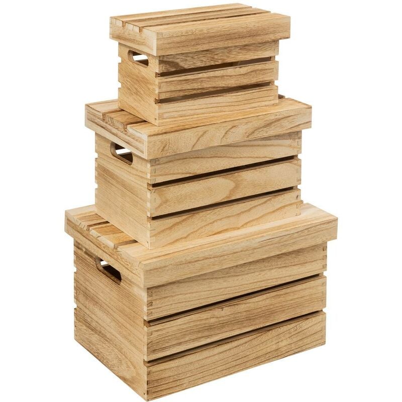 5five Simply Smart - 3 boîtes de rangement cagette en bois - 5five