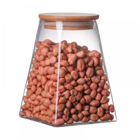Boîtes de conservation des aliments en verre transparent avec couvercles en bambou pour la cuisine