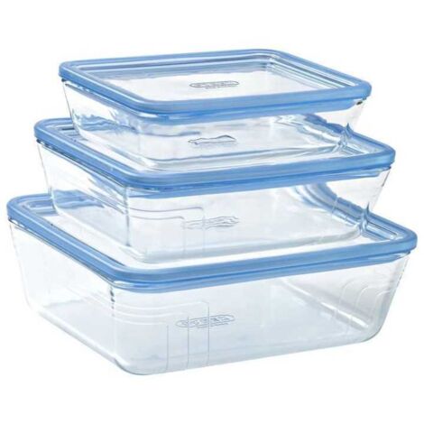 Boîtes de conservation Pyrex Zero Plastic 3 pcs Verre rectangulaires 0,8/1,5/2,6 L